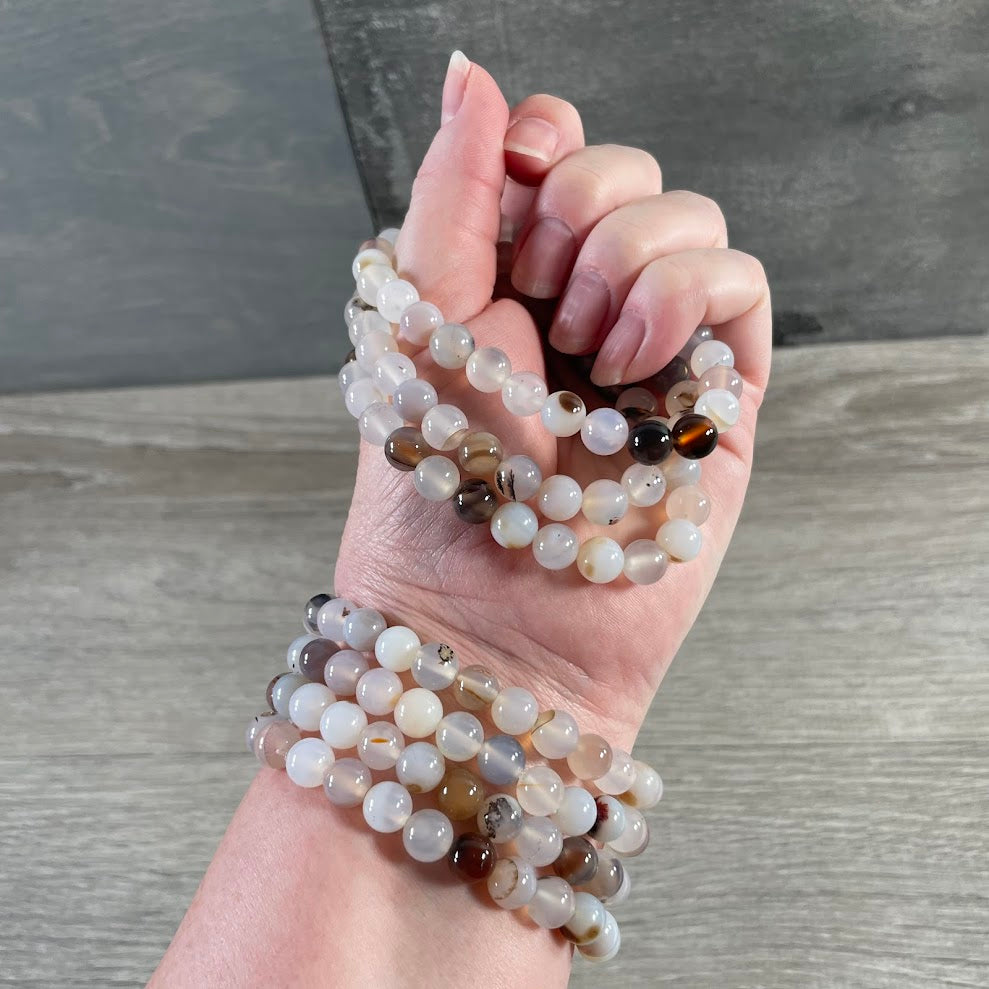 8mm Round Gemstone Beaded Bracelets – Assorted Crystals Bulk