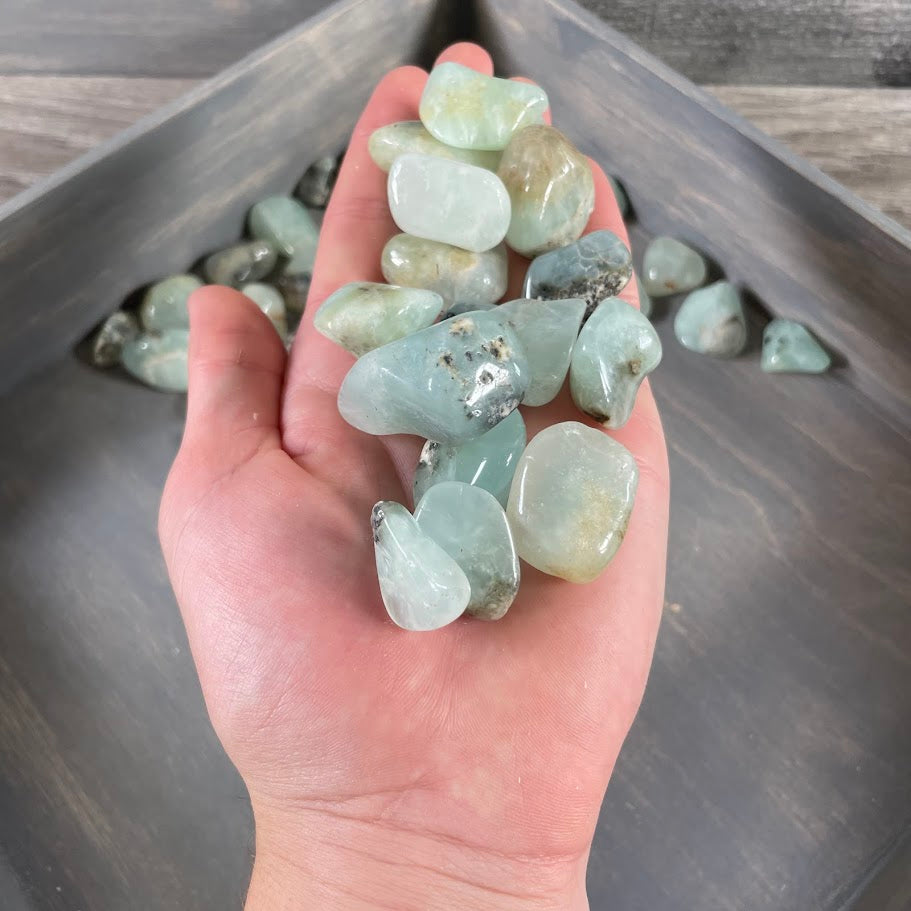 Prehnite tumbled stones 1 LB bulk wholesale crystals