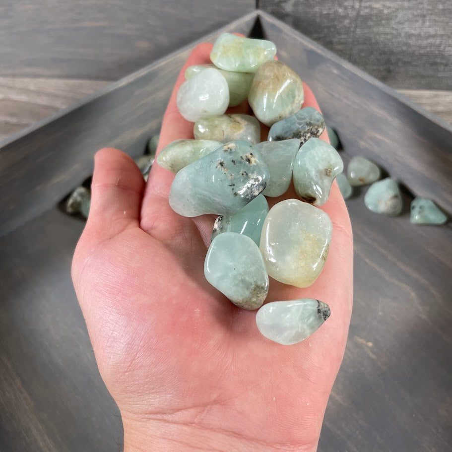 Bulk Prehnite tumbled gemstones for metaphysical shops