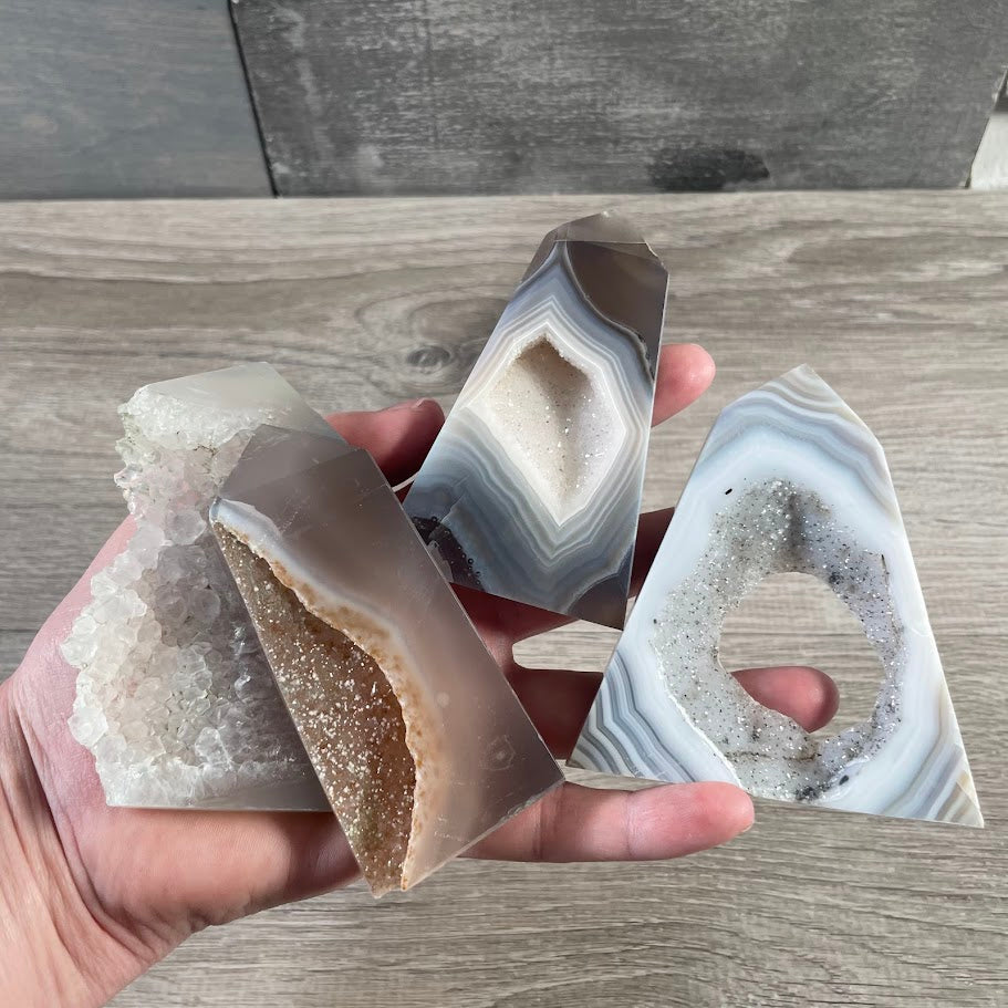 Drusy Agate Flat Obelisk - Crystal Obelisks for Decor