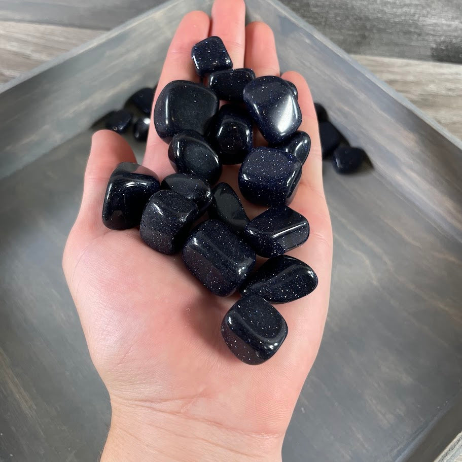 Blue Goldstone tumbled stones bulk 1 lb