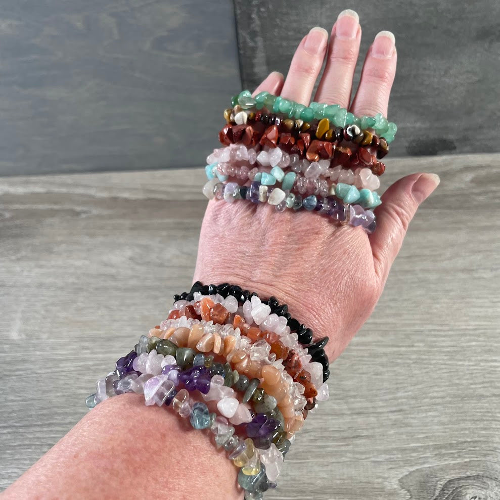 Assorted gemstone chip bracelets wholesale lot 