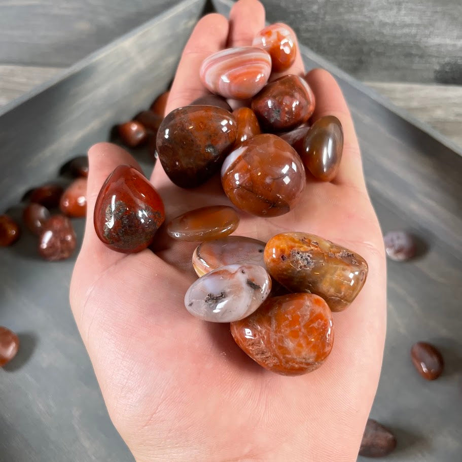 Red Agate Carnelian tumbled stones wholesale 1 lb bulk polished crystals