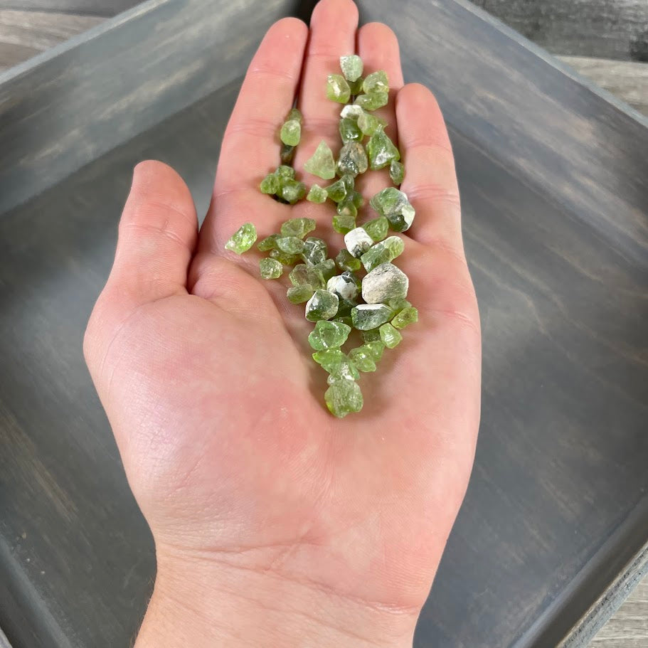 Natural peridot crystal pieces 1 ounce bulk wholesale