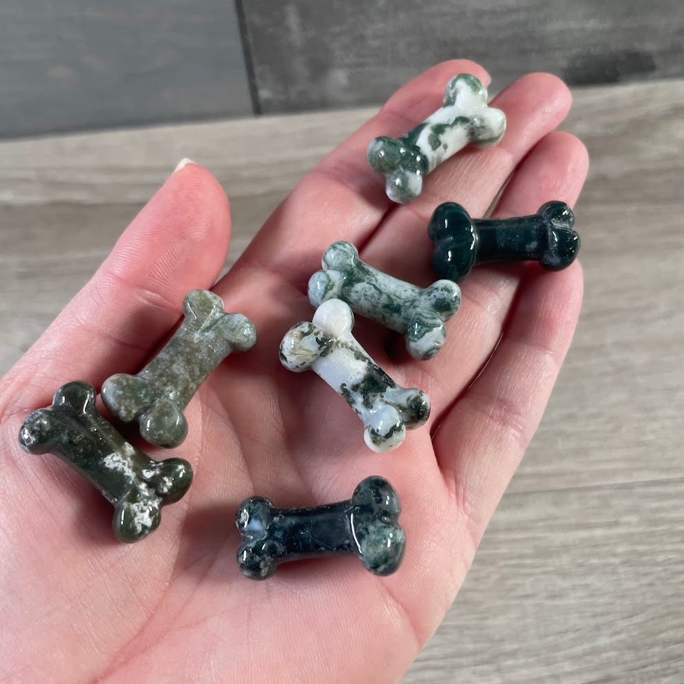 Gemstone Dog Bone Figurine –Small Crystal Carving, Gift Shop