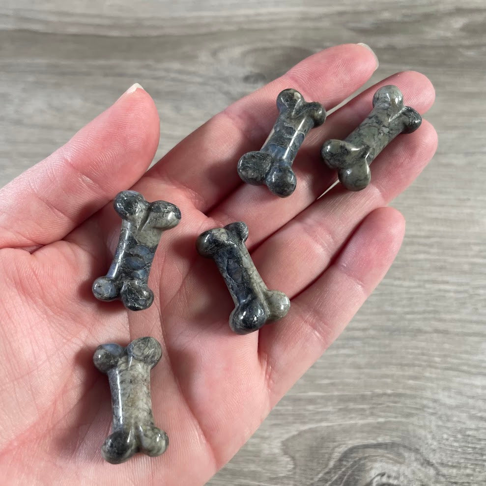 Gemstone Dog Bone Figurine –Small Crystal Carving, Gift Shop