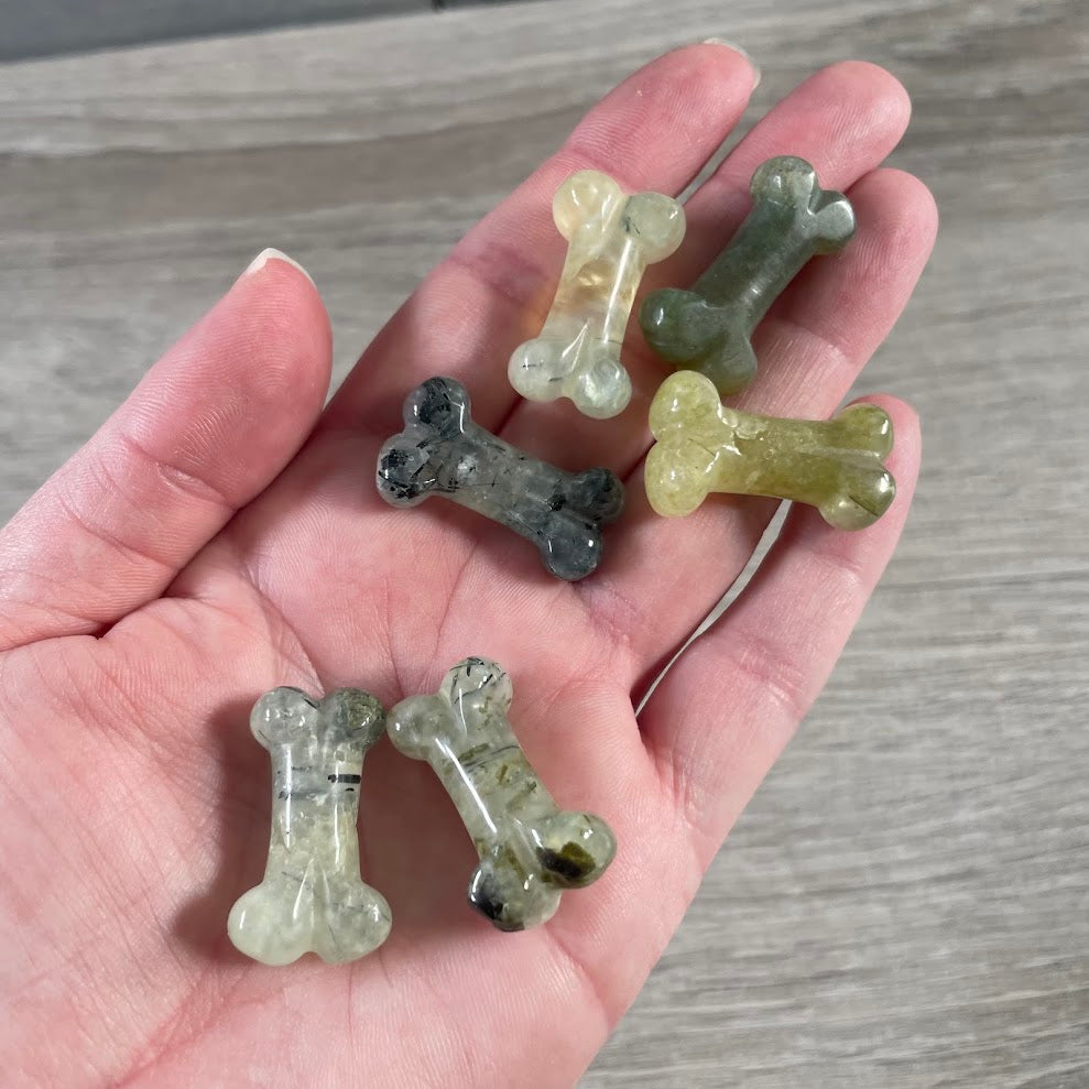 Gemstone Dog Bone Figurine –Small Crystal Carving, Gift Shop