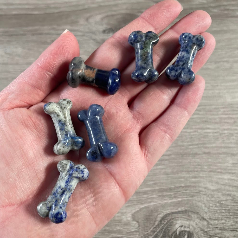 Gemstone Dog Bone Figurine –Small Crystal Carving, Gift Shop