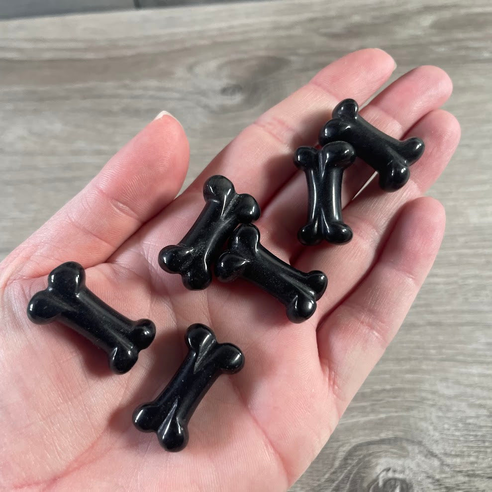 Gemstone Dog Bone Figurine –Small Crystal Carving, Gift Shop