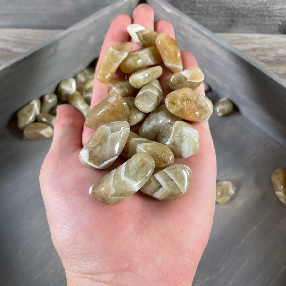 Tumbled prasiolite green amethyst stones bulk wholesale 1 pound