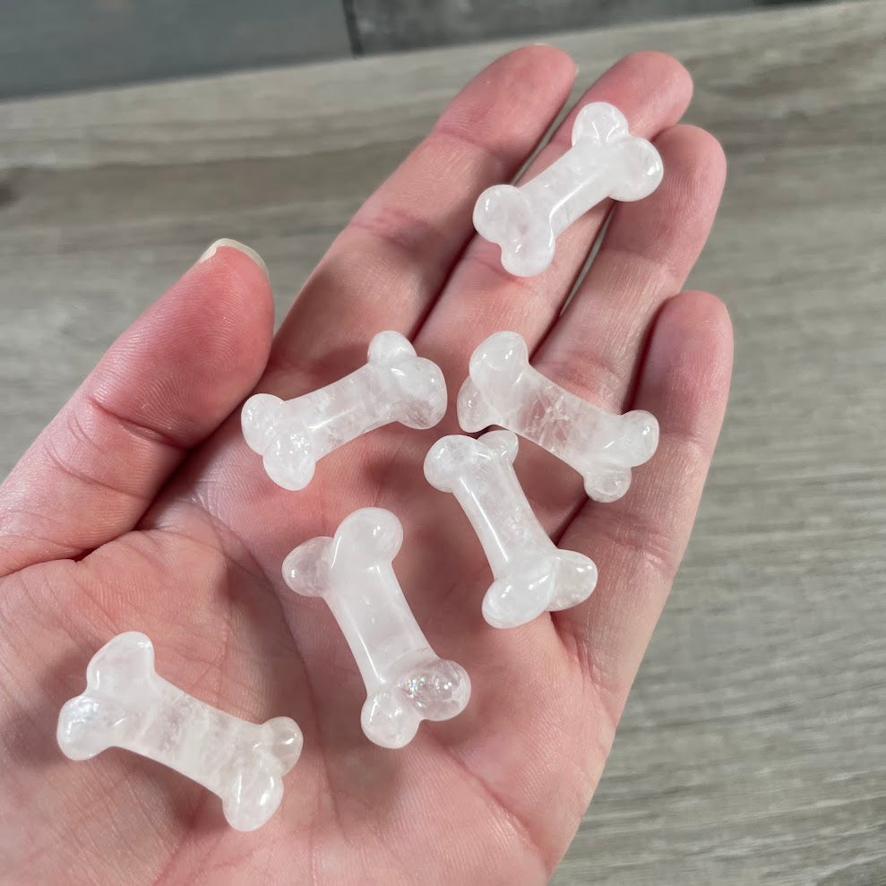 Gemstone Dog Bone Figurine –Small Crystal Carving, Gift Shop