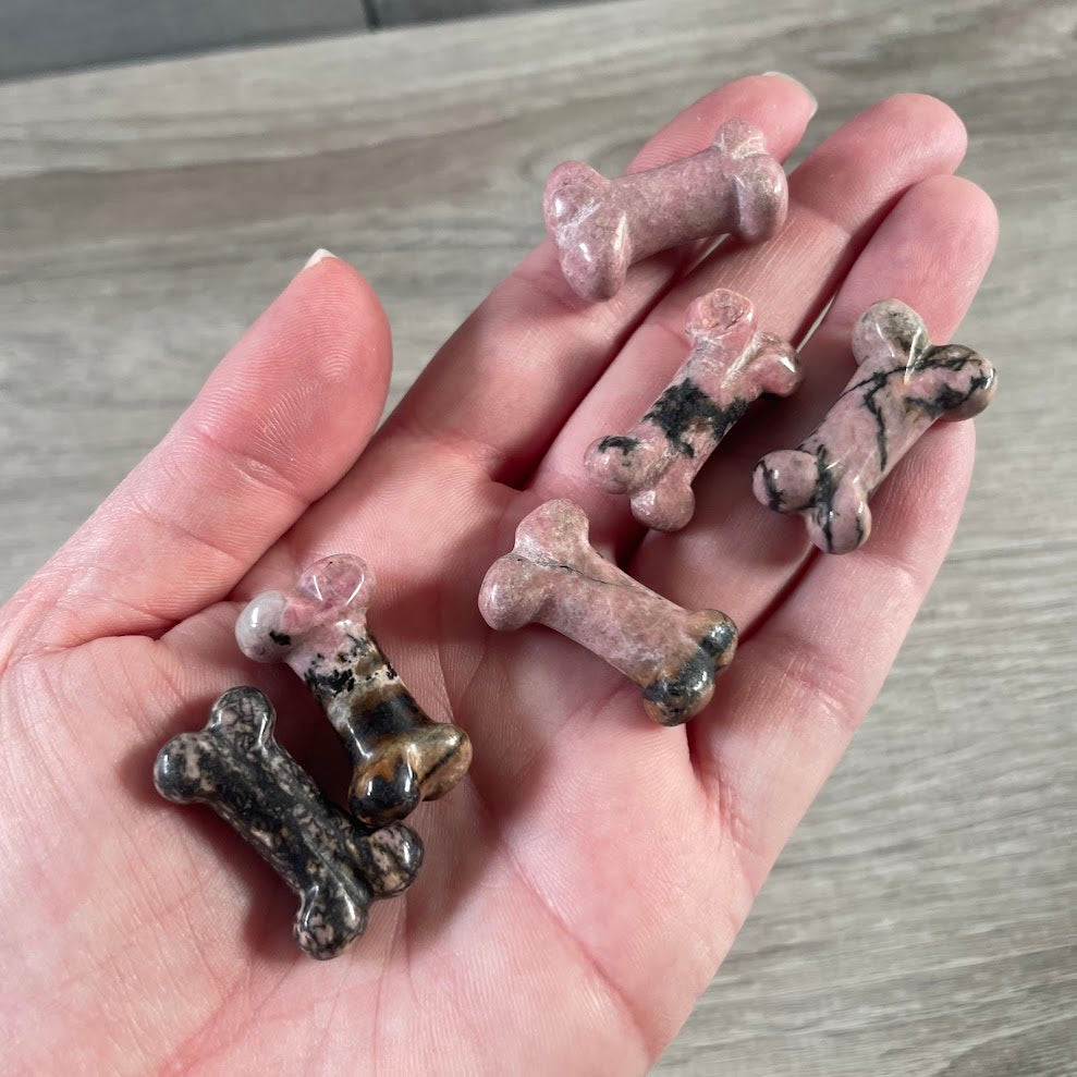 Gemstone Dog Bone Figurine –Small Crystal Carving, Gift Shop