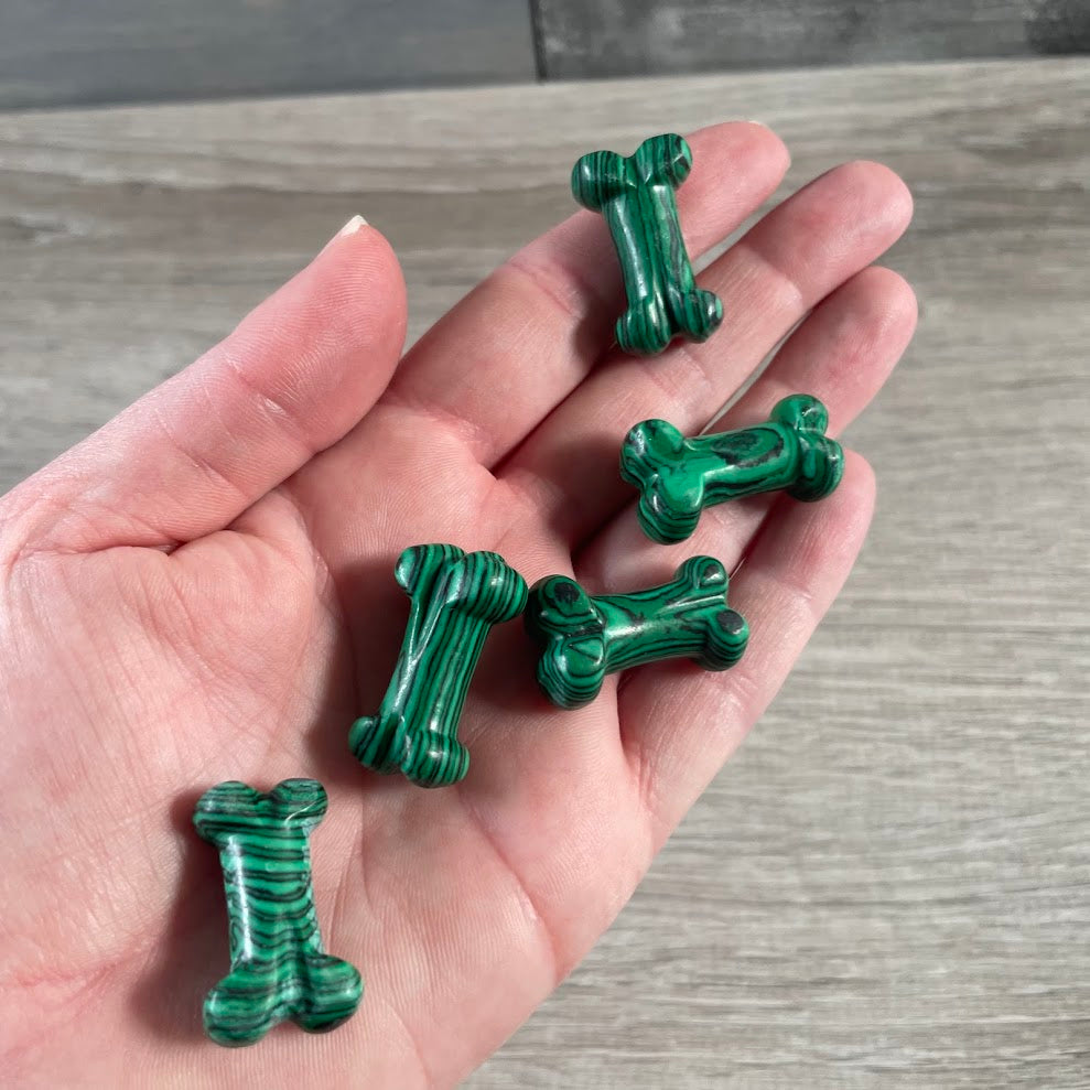 Gemstone Dog Bone Figurine –Small Crystal Carving, Gift Shop
