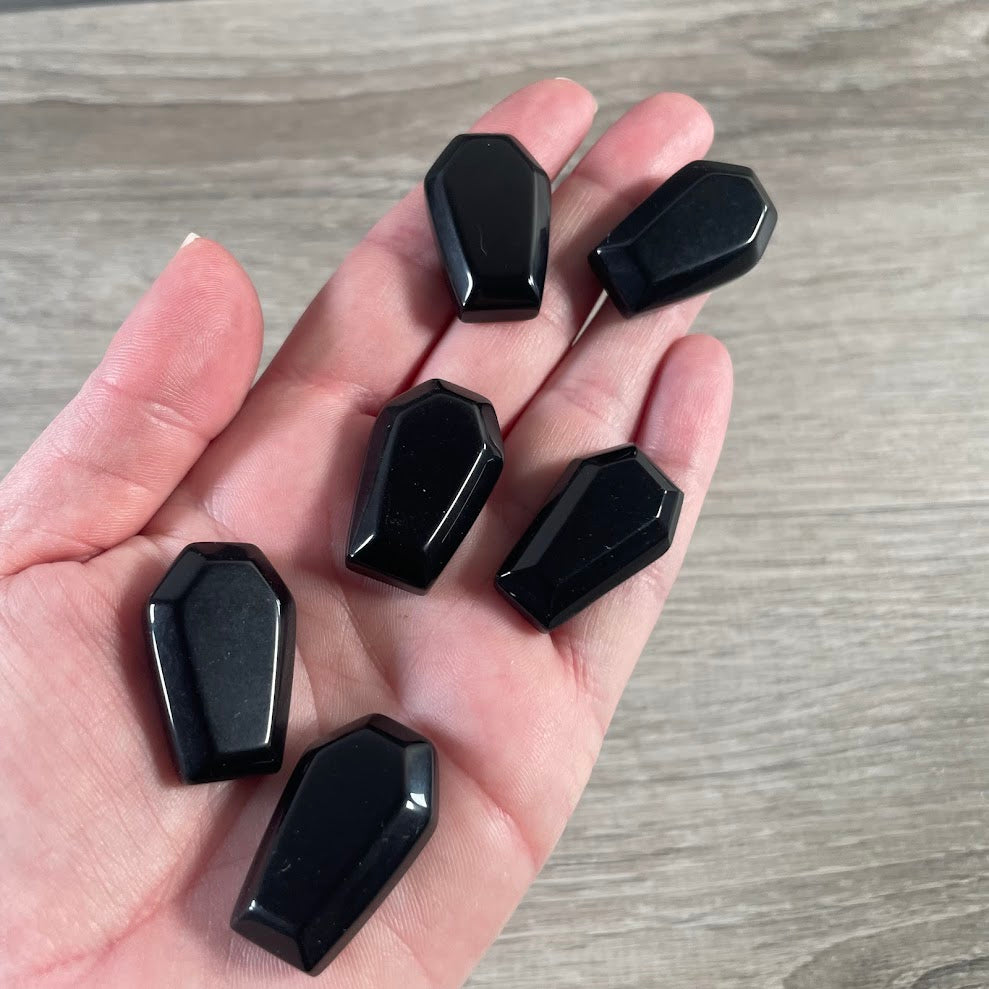 Black obsidian small shaped coffins wholesale