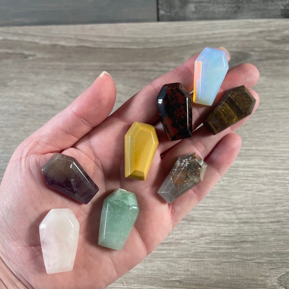 Assorted crystal coffin carving for altar and ritual use