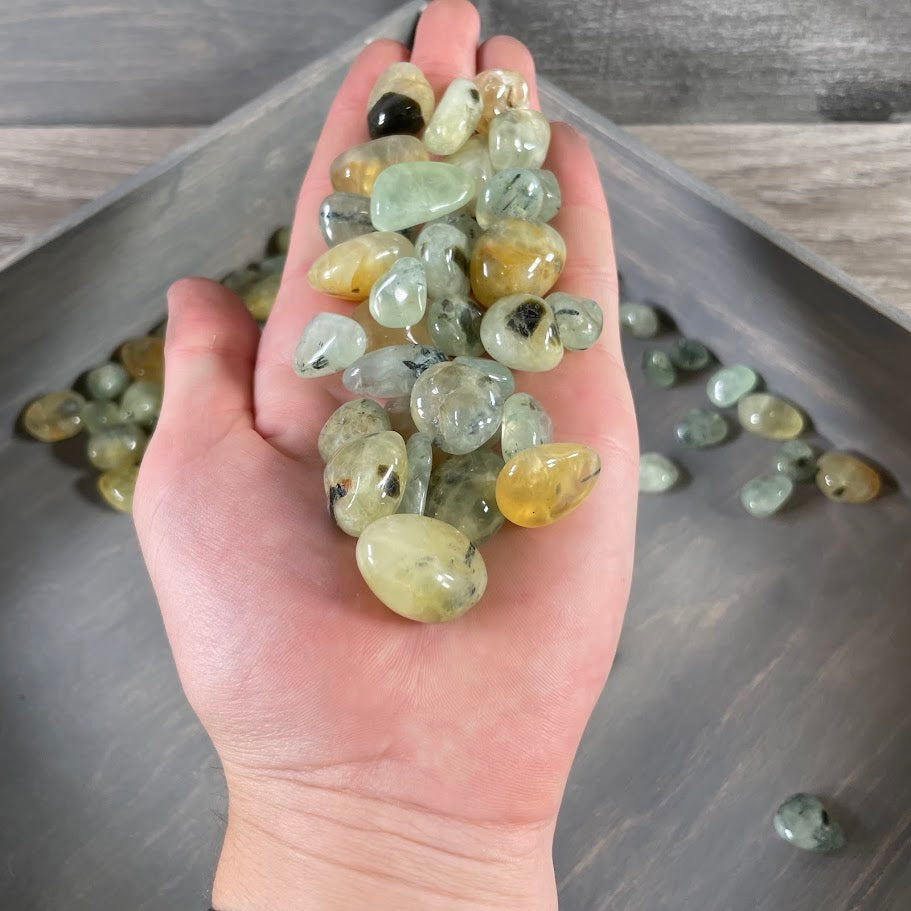 Prehnite golden tumbled stones 1 lb wholesale lot