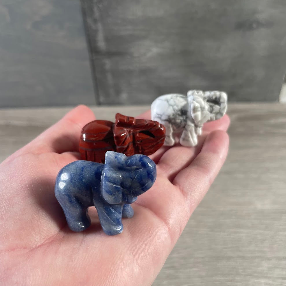 Elephant gemstone figurine metaphysical decor