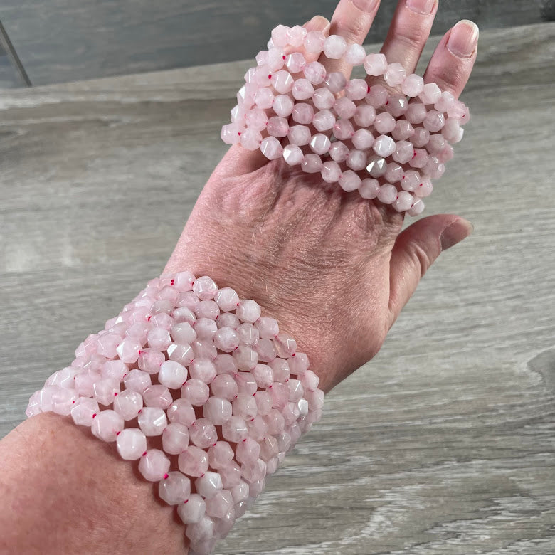 Rose Quartz 6mm Polyhedral Bracelet for Crystal and Gift Shops