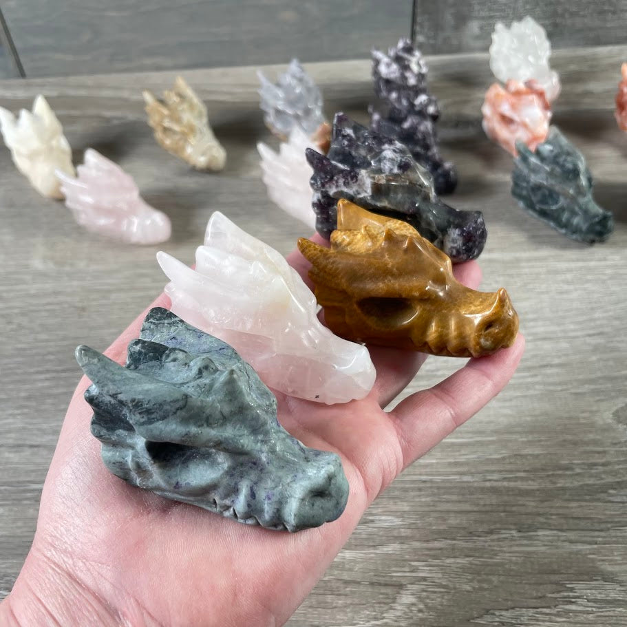 bulk gemstone dragon skulls for crystal shops and metaphysical retailers