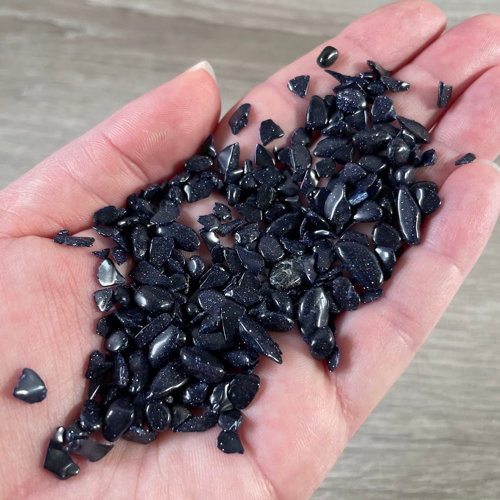 Blue Goldstone mini chips for craft making