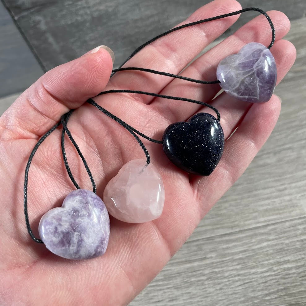 Heart shaped gemstone pendants bulk crystals