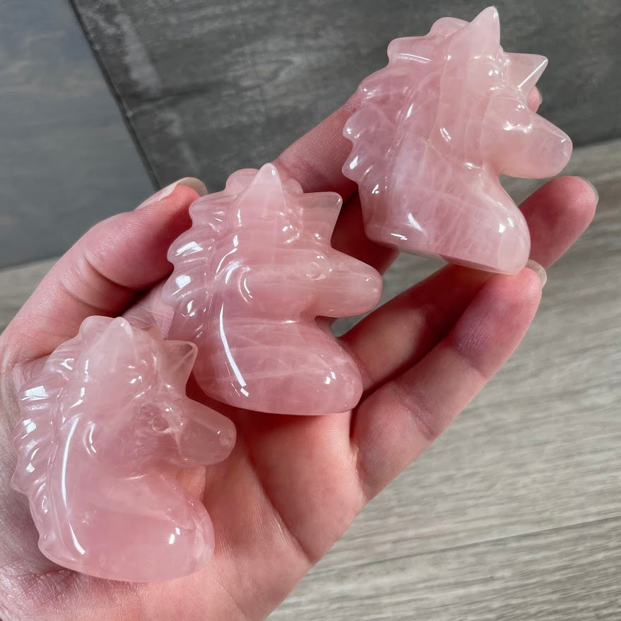 Rose quartz wholesale carved crystal unicorn animal figurine gift shop supply