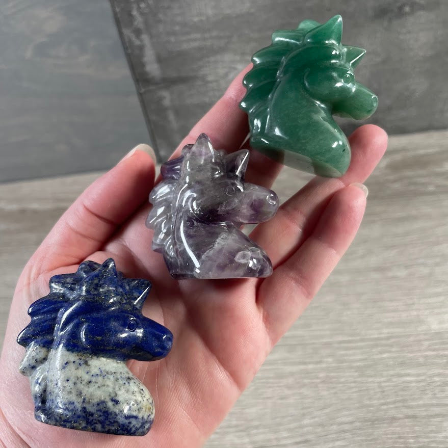 Assorted gemstone unicorn head figurine medium bulk wholesale