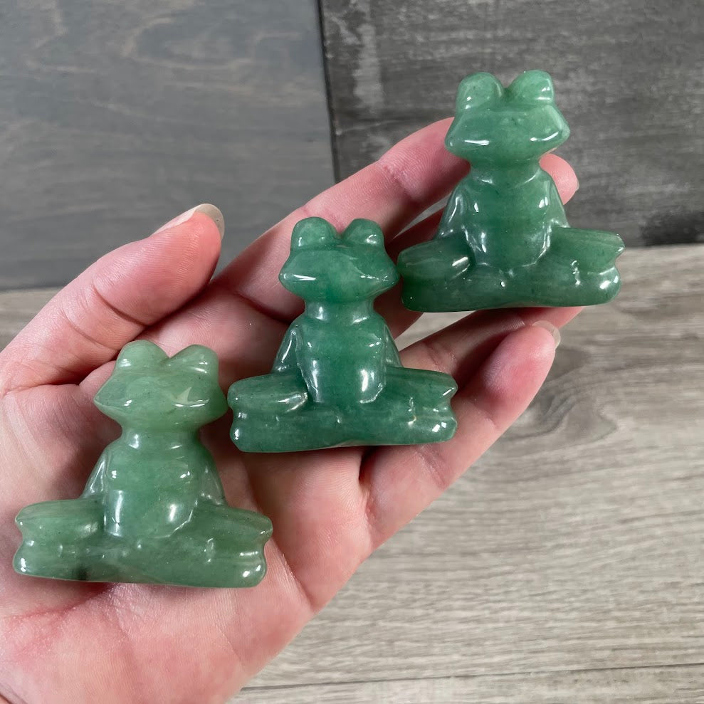 Aventurine carved crystal frog figurines for metaphysical shops