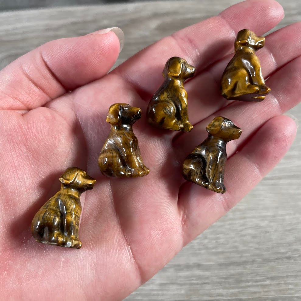 Dog Figurines Small Gemstone  –  Crystal Carvings for Retail