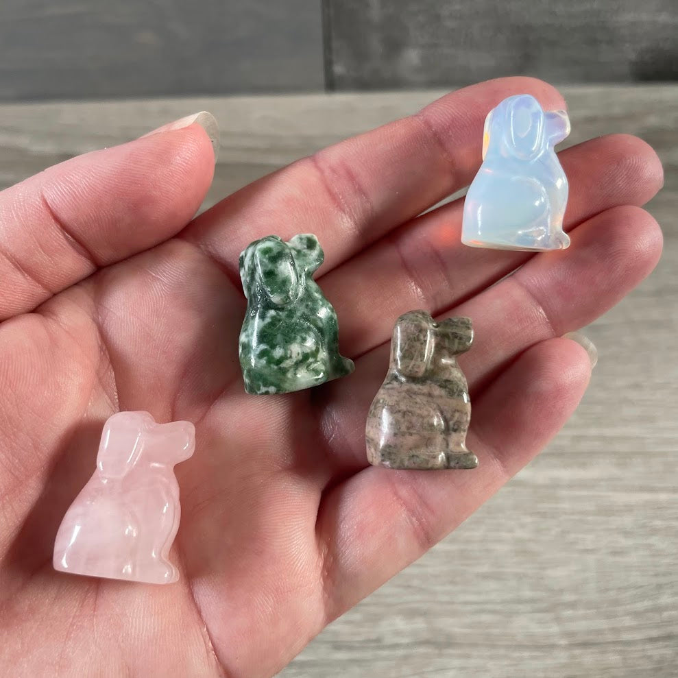 Dog Figurines Small Gemstone  –  Crystal Carvings for Retail