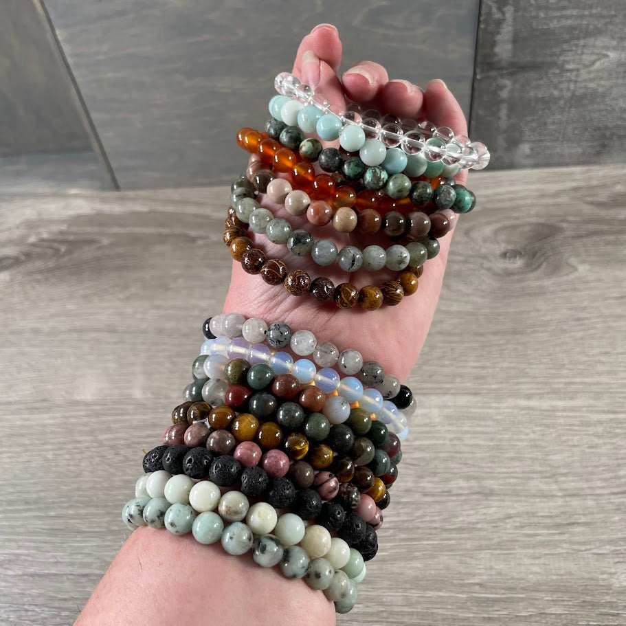 assorted 8mm gemstone beaded bracelets for bulk buyers