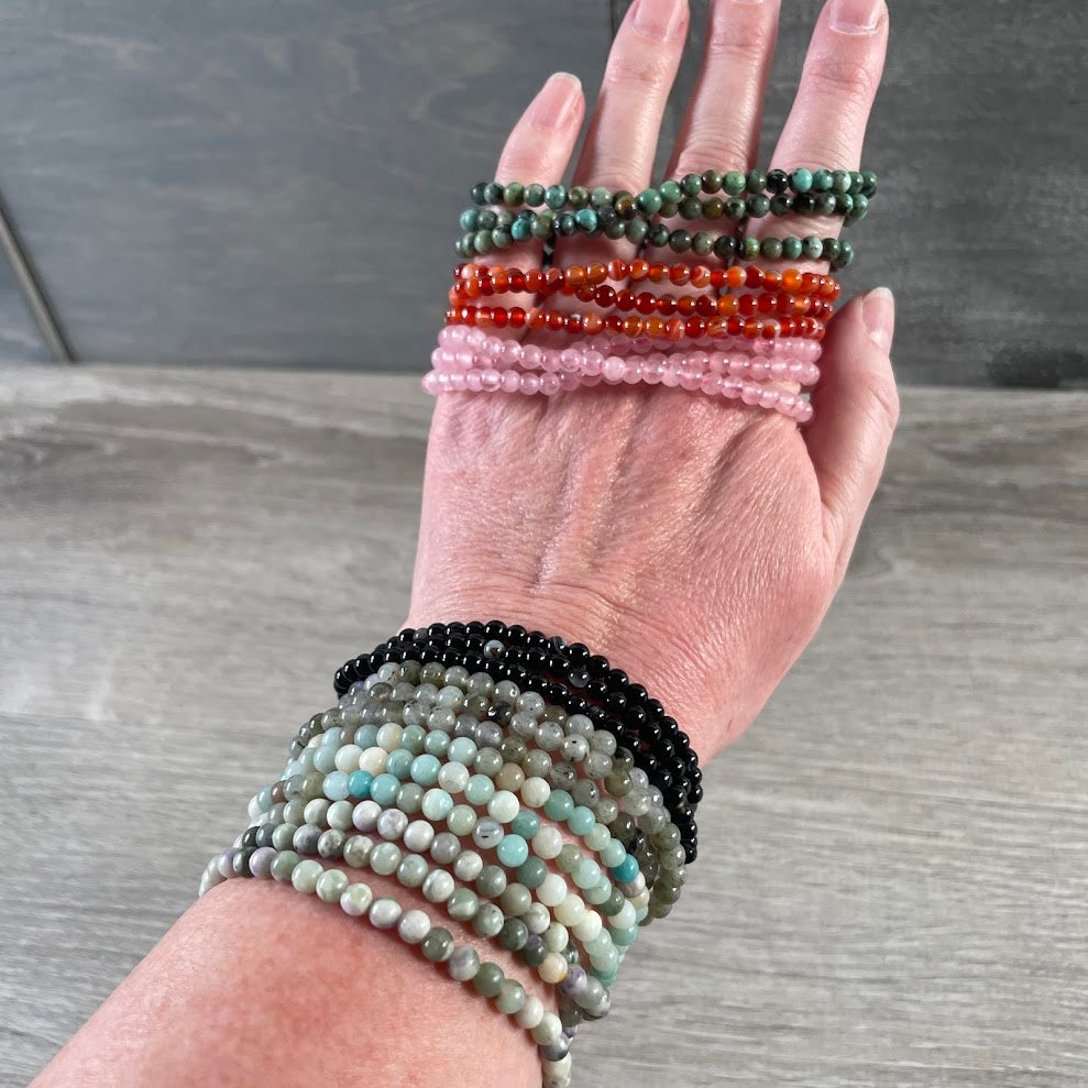 Assorted gemstone crystal wrapping bracelet on stretchy string wholesale