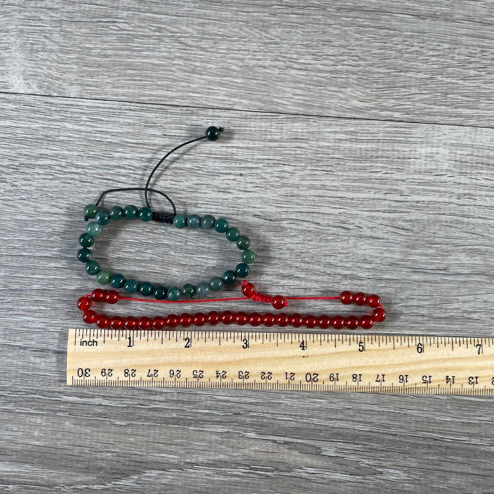 6mm Gemstone Bracelet or Anklet with Adjustable Macrame Knot | Crystal Jewelry