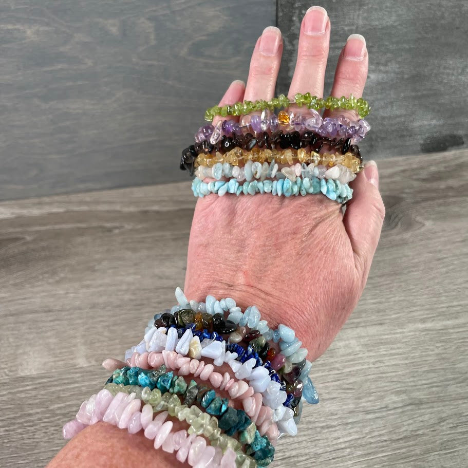 Stretch gemstone chip bracelet premium quality crystals