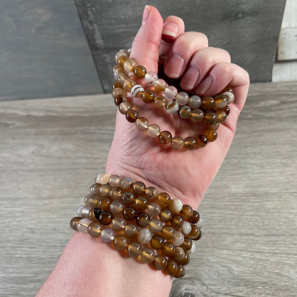 8mm Round Gemstone Beaded Bracelets – Assorted Crystals Bulk
