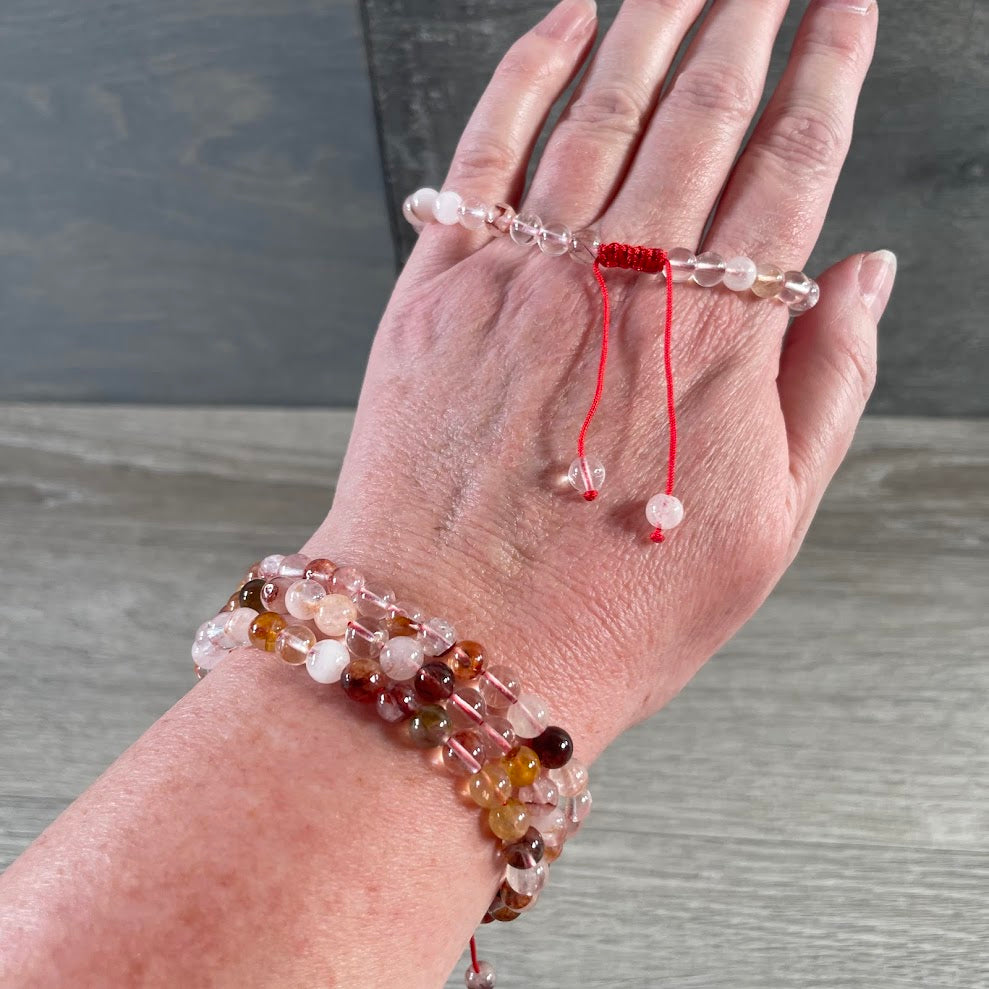 Red Hematoid Quartz gemstone bracelet adjustable fit for gift shops