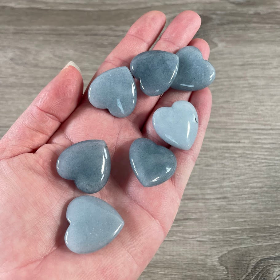 Gemstone Flat Heart Carvings 1-Inch  – Bulk Crystal Hearts