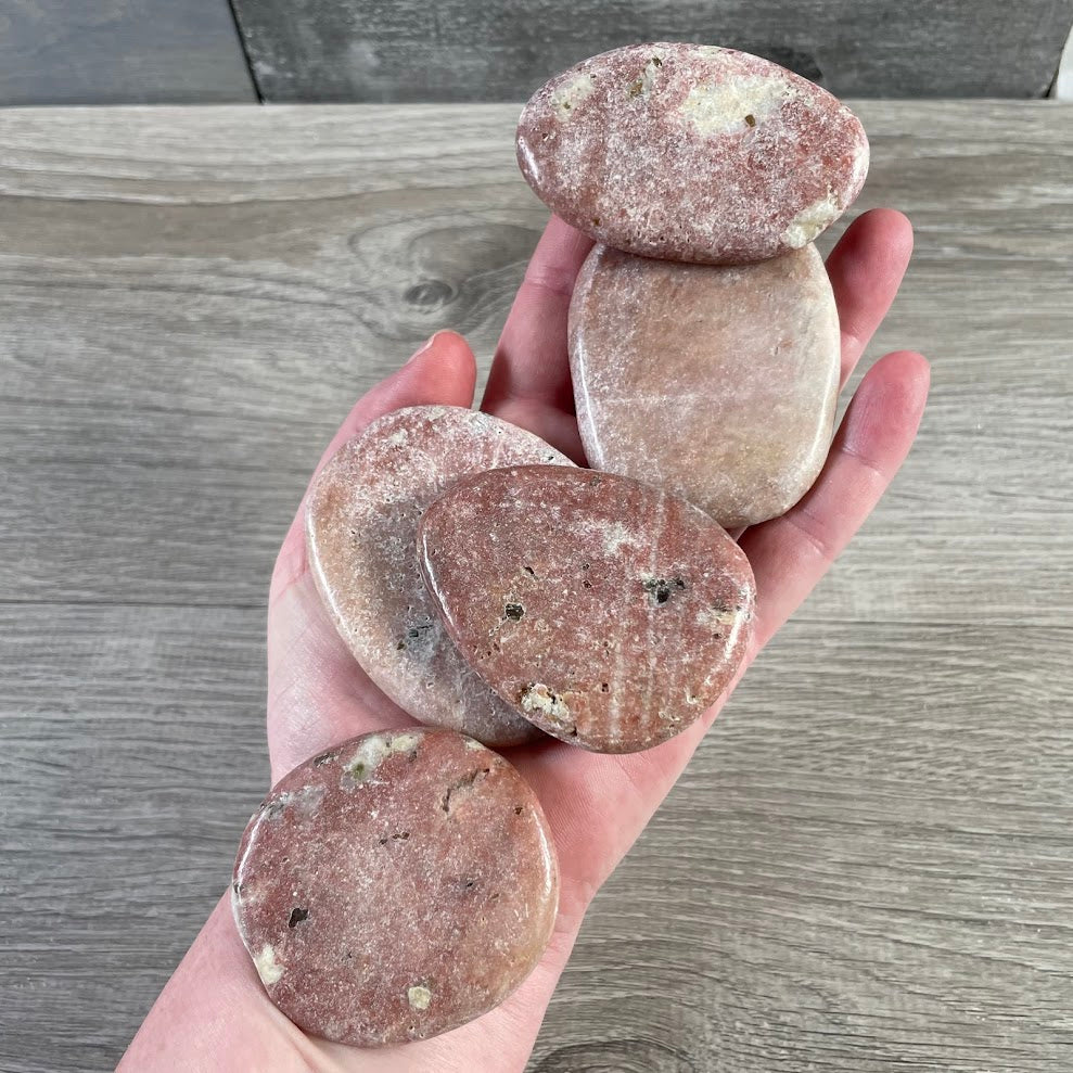 pink lepidolite wholesale crystal disks for crystal boutiques and gift shops