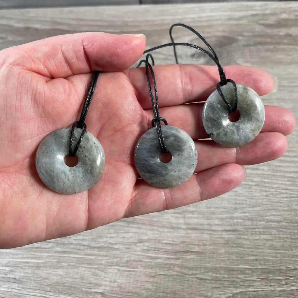 Donut Pi Stone 30mm Gemstone Pendant –  Strung or Plain