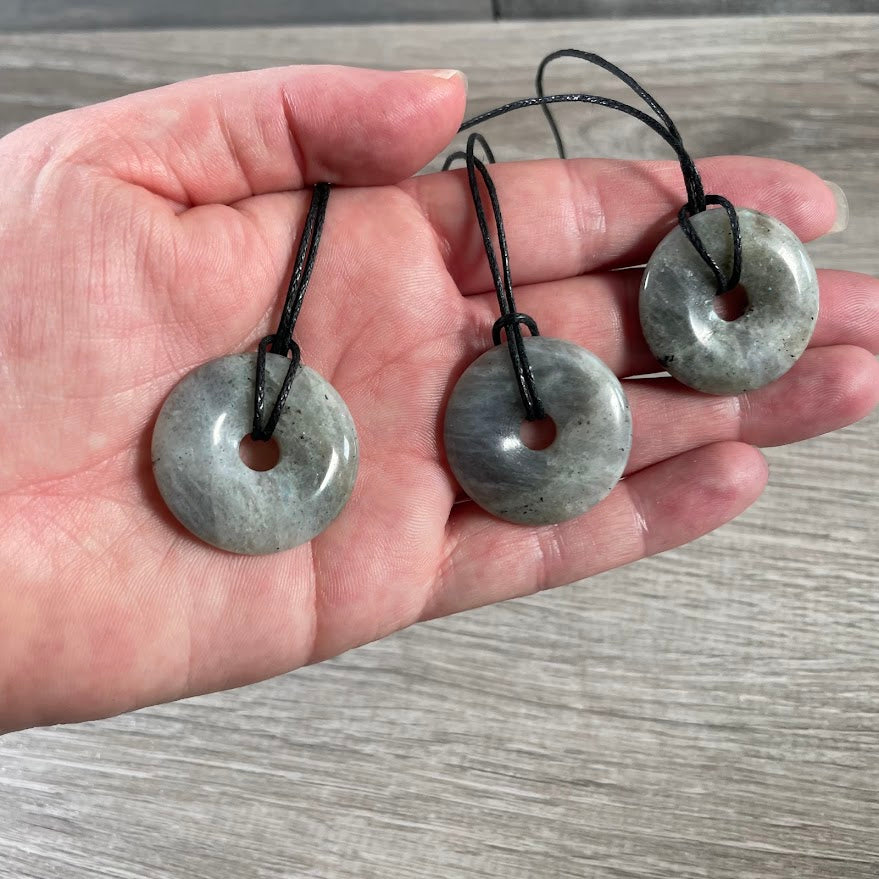 Donut Pi Stone 30mm Gemstone Pendant –  Strung or Plain