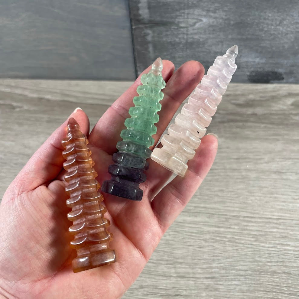 Natural Fluorite 9 Level Feng Shui Pagoda Tower wholesale