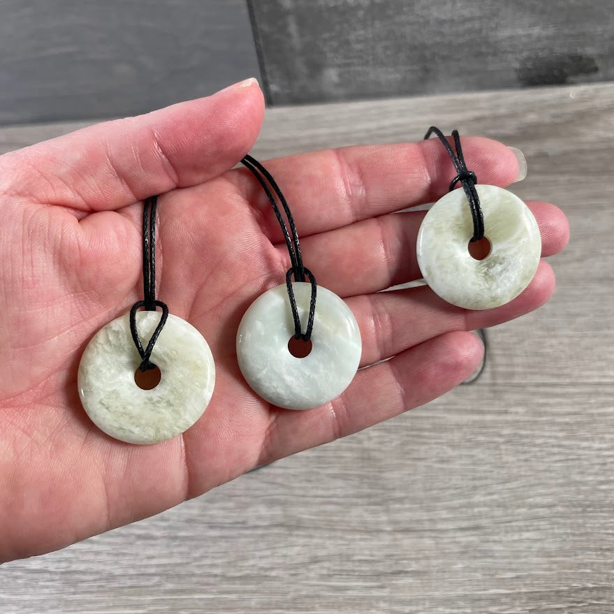 Donut Pi Stone 30mm Gemstone Pendant –  Strung or Plain