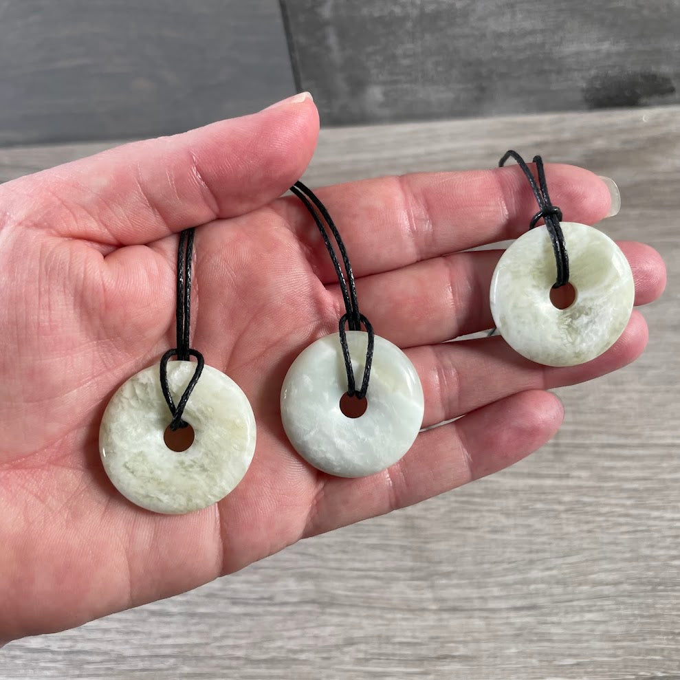 Donut Pi Stone 30mm Gemstone Pendant –  Strung or Plain