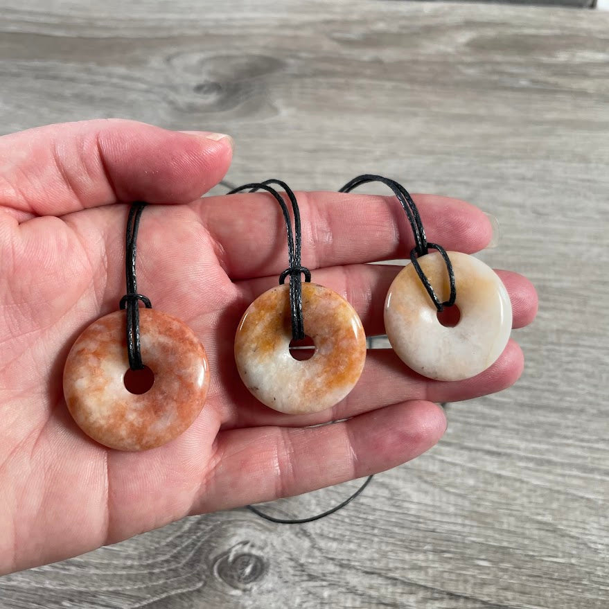 Donut Pi Stone 30mm Gemstone Pendant –  Strung or Plain