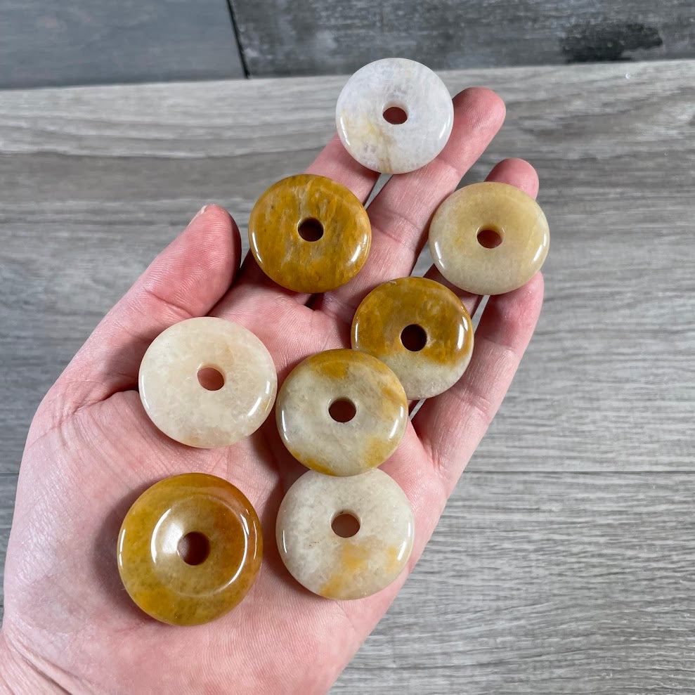 Donut Pi Stone 30mm Gemstone Pendant –  Strung or Plain