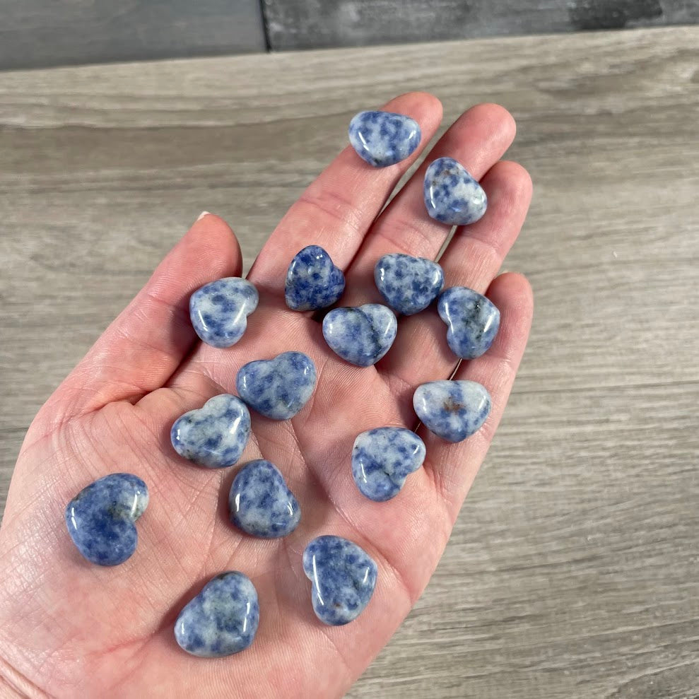 Blue spot small crystal hearts for gift shops