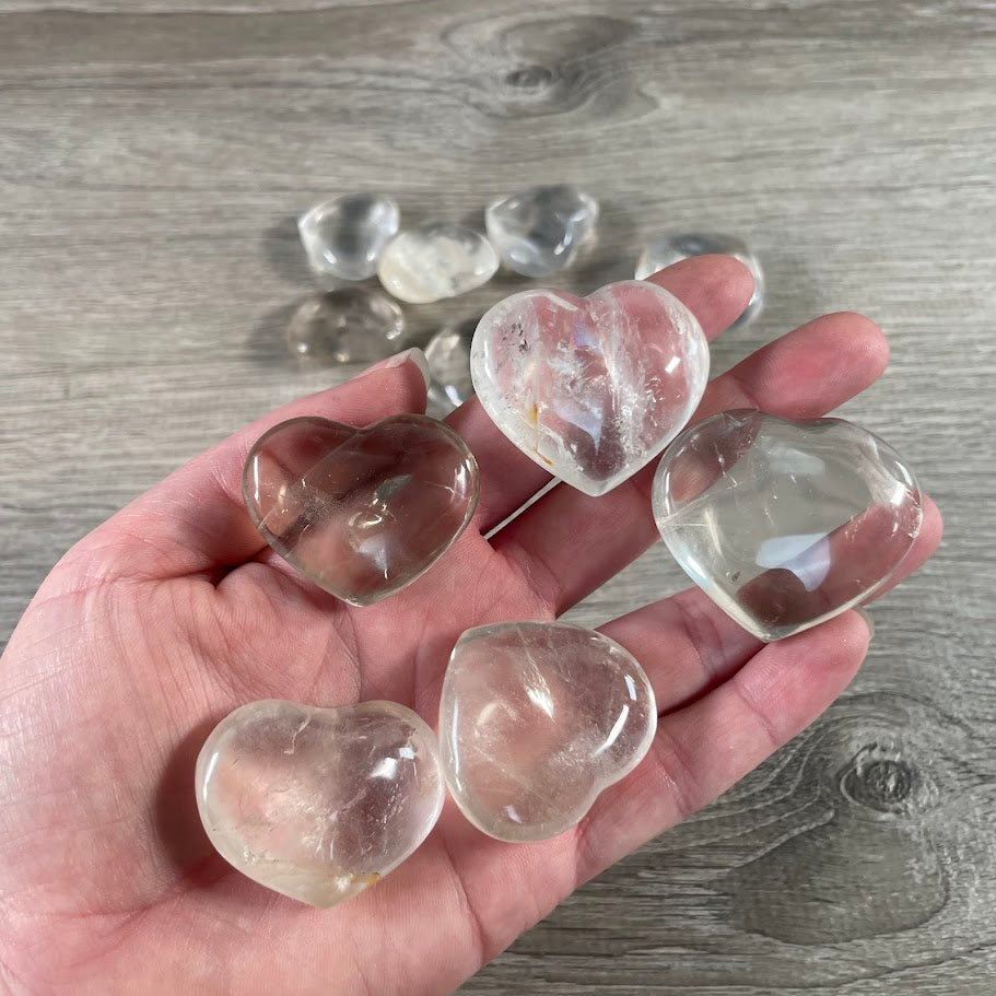 Clear and Smoky Quartz Puffy Heart – Crystal for Energy & Healing