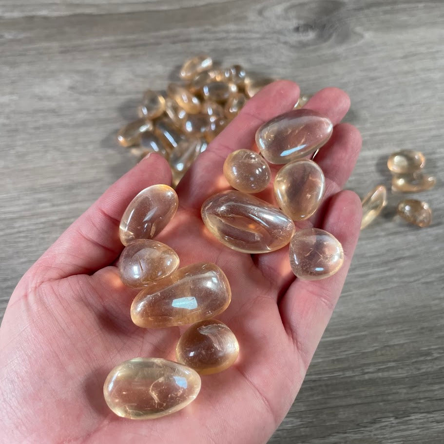 Tangerine Orange Aura Quartz Tumbled Stones bulk wholesale 1 LB
