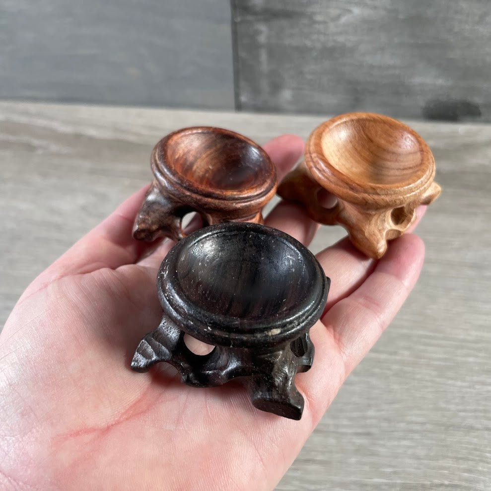 Wood sphere stand for crystal ball display for gift shops