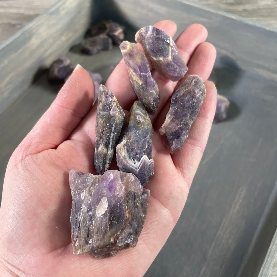 Natural Chevron Amethyst Rough Chunks - 1 lb Wholesale Bulk